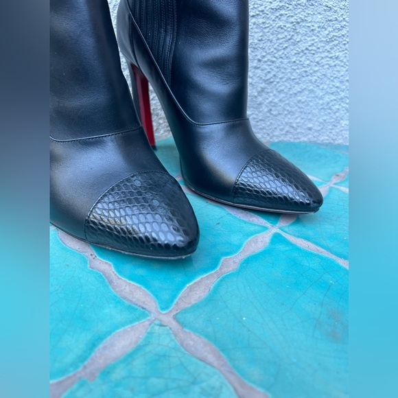Christian Louboutin Me in the 90's 100 Black Leather Calf High Heels Boots - Picture 3 of 16